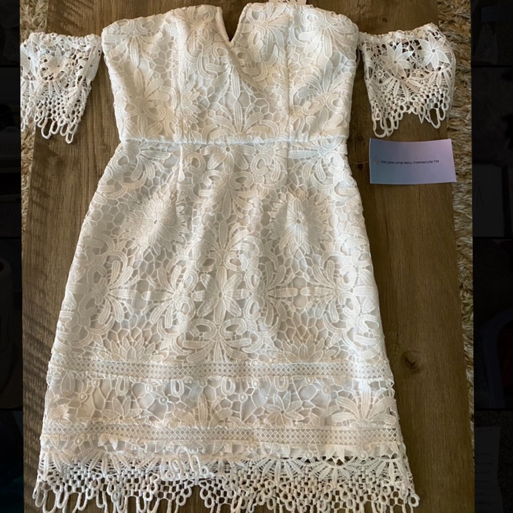 White lace off the shoulder dress, never worn!!